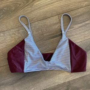 Seea Burgundy and Striped Bikini Top